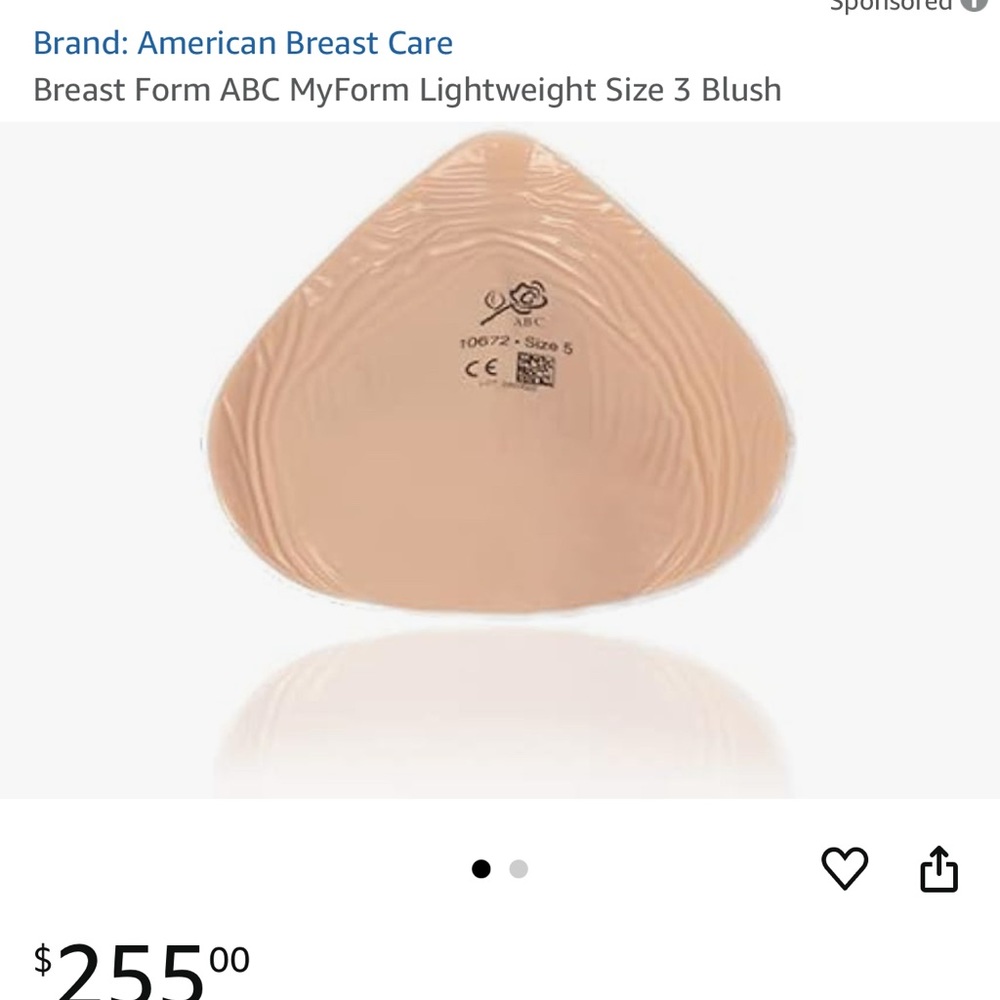 American Breast  Care breast form SZ 3 new